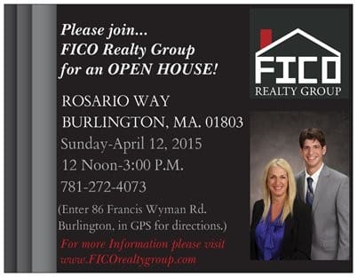 Fico Realty Group open house Rosario Way Burlington, MA.